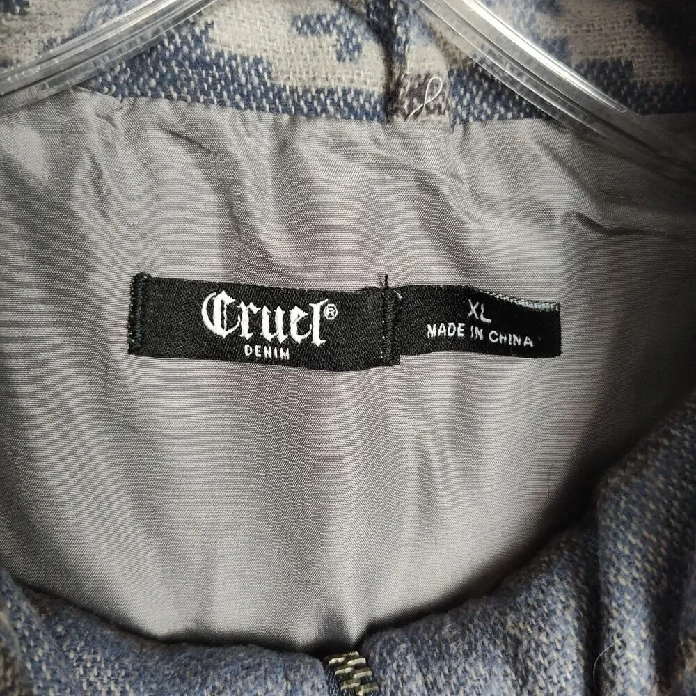 Cruel Denim Full-zip Vest Women's XL Gray-tones Southwest Aztec‎ Pattern